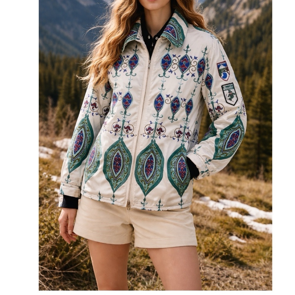 Val Hughes Vintage 60s 70s Multicolor Abstract Patterned Ski Jacket size Small